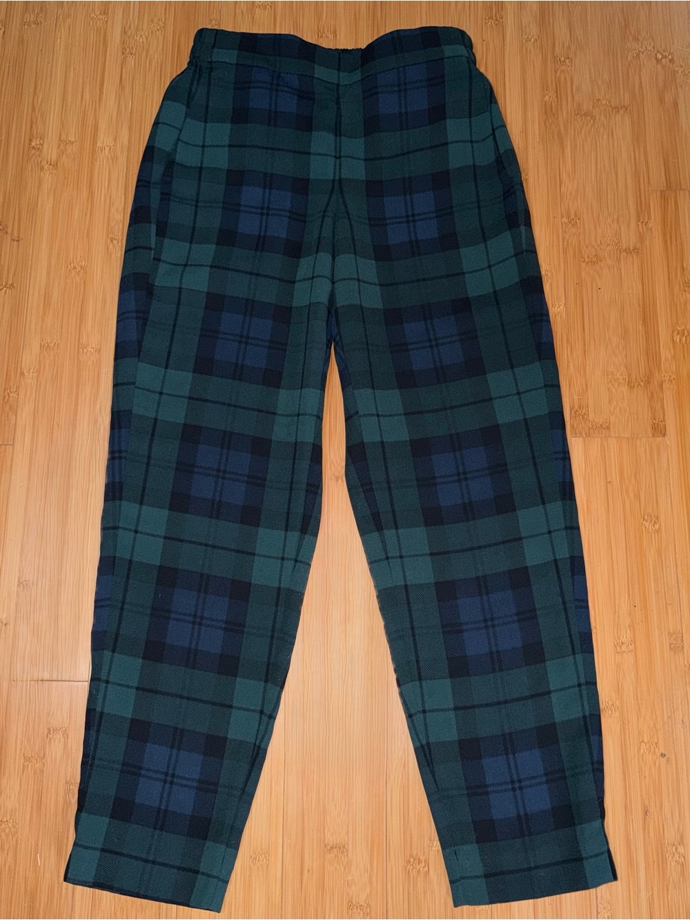 J Crew Jamie Pant Womens Size 2 Black Watch Plaid Pull On Green Navy Blue